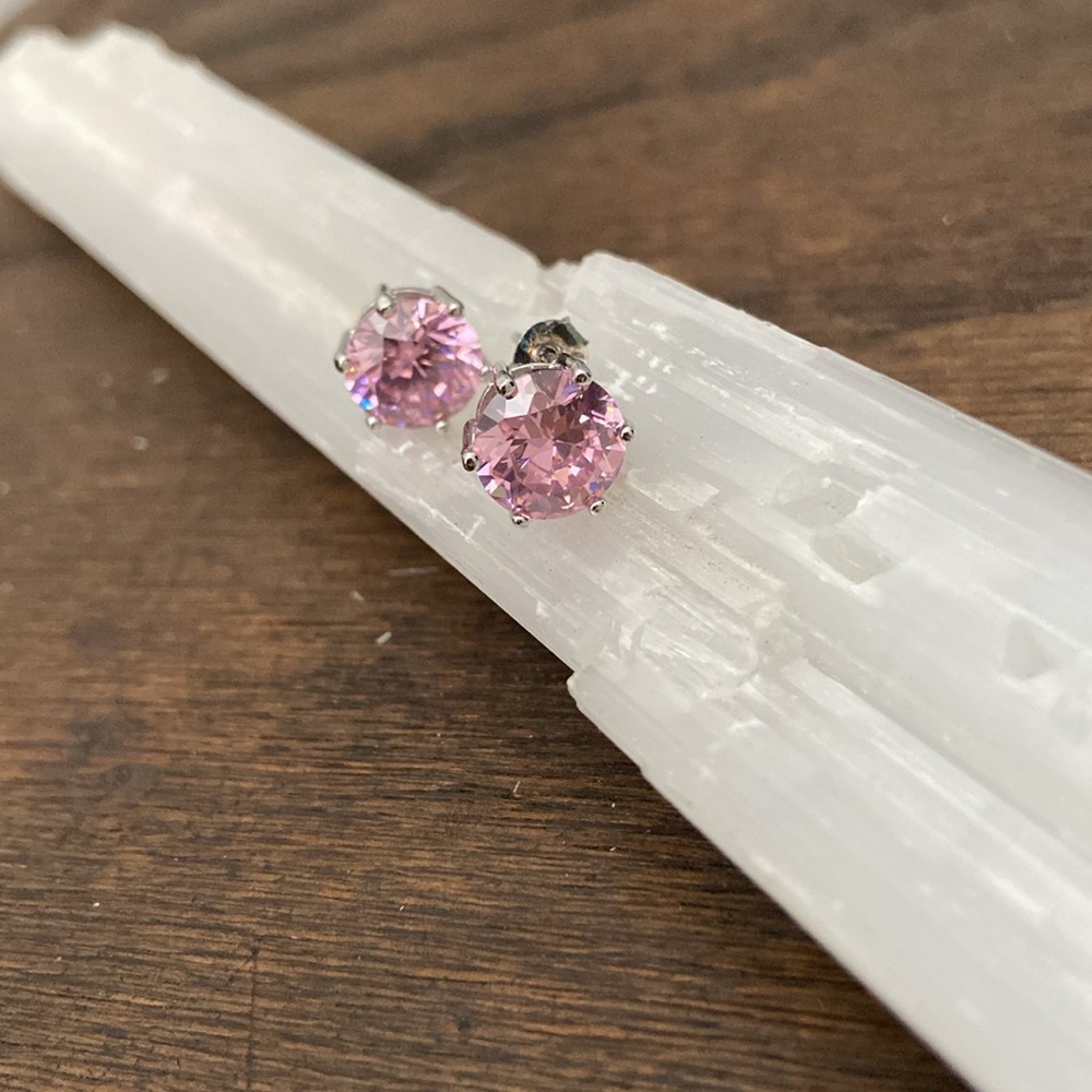 Pink CZ Sterling Silver Studs